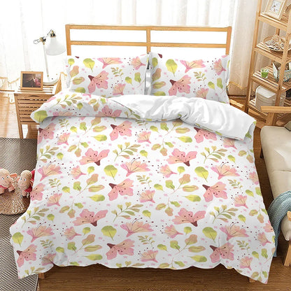 Botanical Leaves Duvet Cover Floral Print King Bedding Set Soft Microfiber Geometric Pattern Comforter Cover With 2 Pillowcases