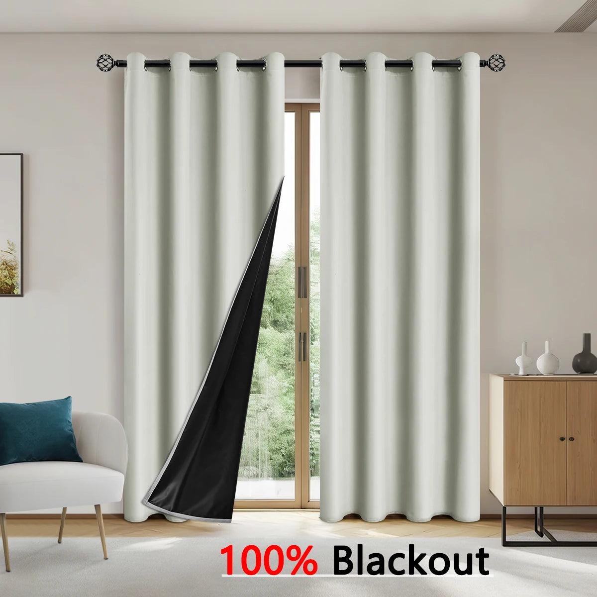 1pc Solid color full shading and sun protection 100% Blackout curtains