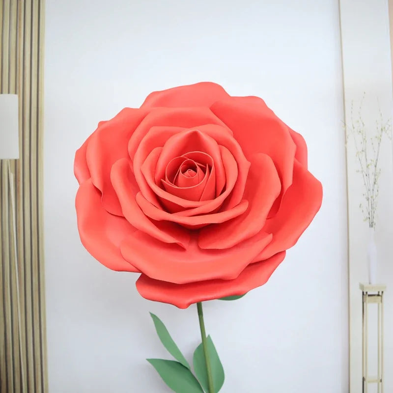 40-60CM Artificial Rose Head Wedding Decoration Large Event Decoration Shopping Mall Window Photography Props 3D PE Flowers