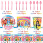 Cartoon Rainbow Doll High School Theme Background Birthday Party Decoration Supplies Disposable Cup Cutlery Balloon Baby Gift