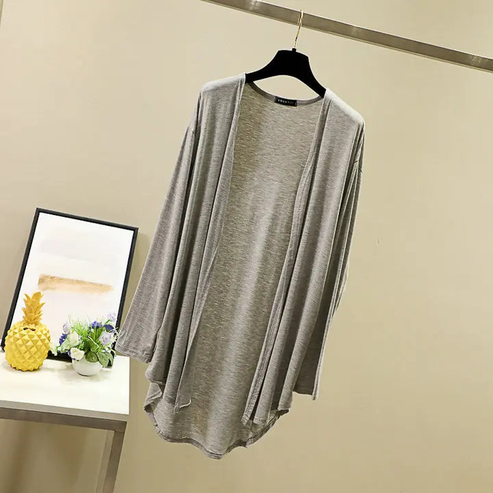 Modal Cardigan Long sleeves Plus size Summer Spring Loose Air-conditioned Top Open-front sun-proof clothing