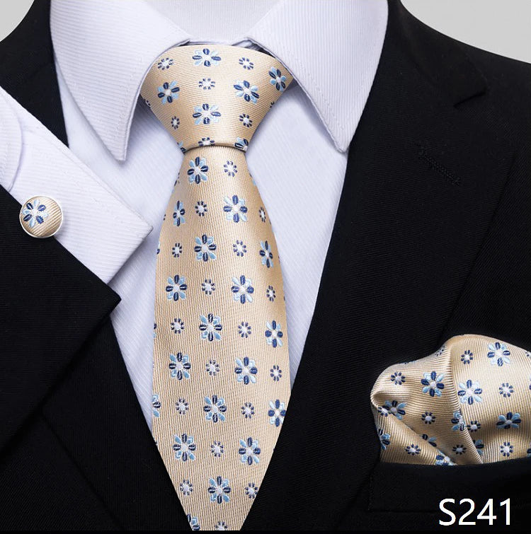 Necktie Pocket Squares Cufflink Set