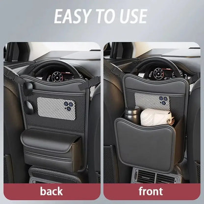 Double Side Storage Car Seat Storage Bag With Tissue Box Mesh Pockets Central Control Storage Pocket Space Saving