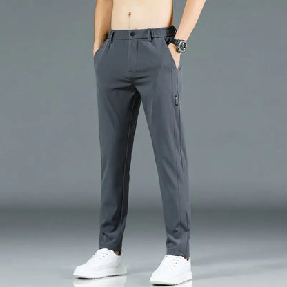 Men’s Ice Silk Straight‑Leg Pants – Summer Breathable Business Casual