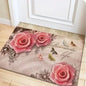 Sweet Rose Print Doormat Non-slip Floral Printed Floor Rug Washable Throw Carpet For Bathroom Living Room Kitchen Home Decor Mat