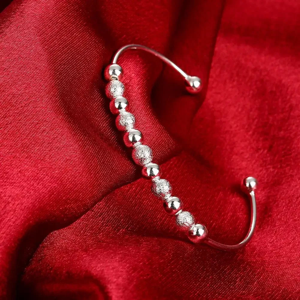 Trendy 925 Sterling Silver Bangles Bracelet Charms