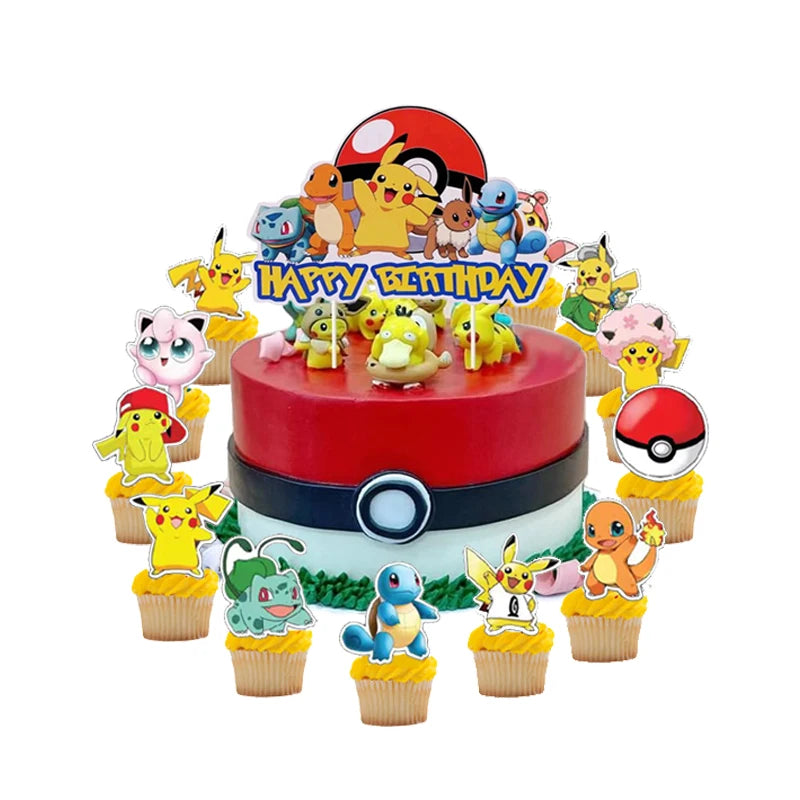 Pokémon birthday party decoration Balloon Disposable Tableware Tablecloth Straws Cup Plates Baby Shower Supplies