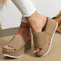 Wedges Slippers Summer Shoes for Women Leather Open Toe Beach Shoes Platform Slippers Women