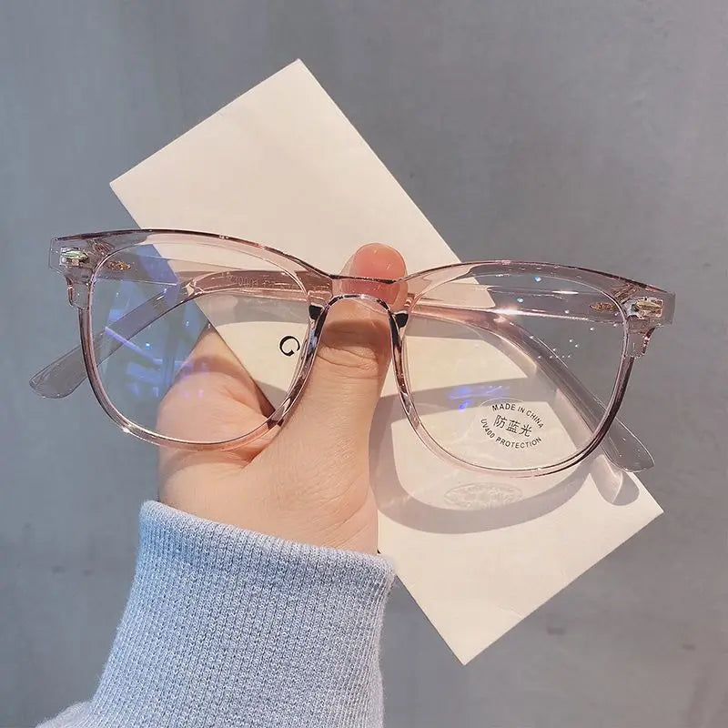 Glasses Fashion Anti-blue Myopia Glasses for Women Men Popular Big Square Glasses College Students Nearsighted TR90 -1.0~-4.0