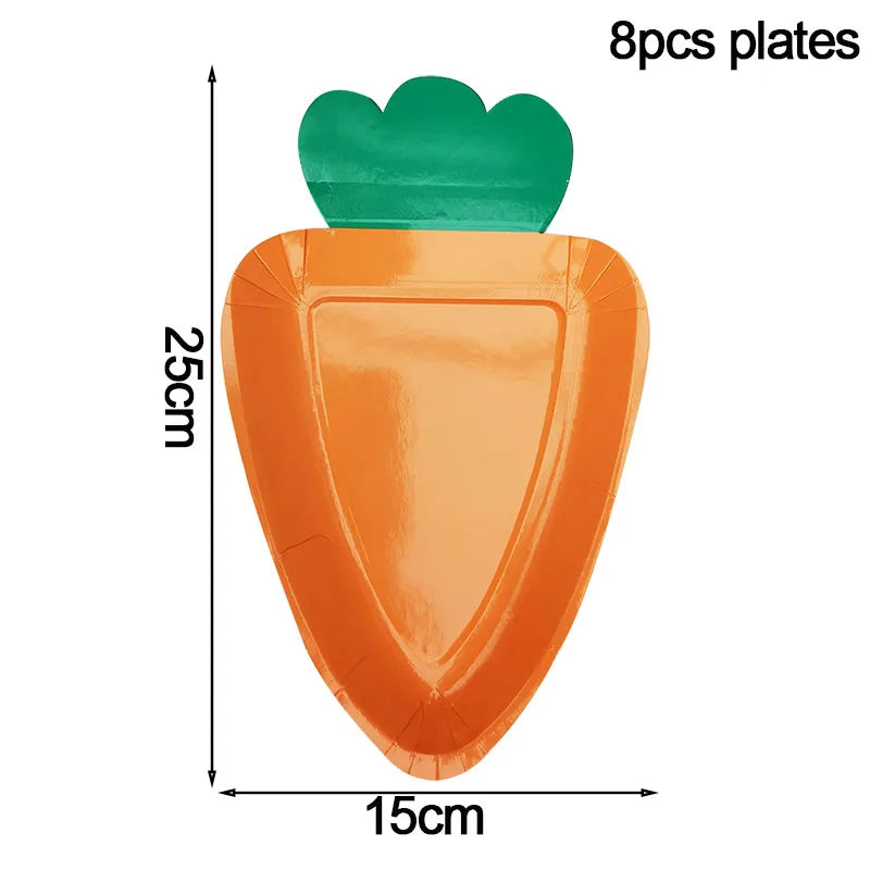 Happy Easter Party Supplies – Bunny, Carrot & Egg Paper Plates for Kids’ 1st, 2nd & 3rd Birthday Decorations