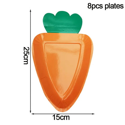 Happy Easter Party Supplies – Bunny, Carrot & Egg Paper Plates for Kids’ 1st, 2nd & 3rd Birthday Decorations