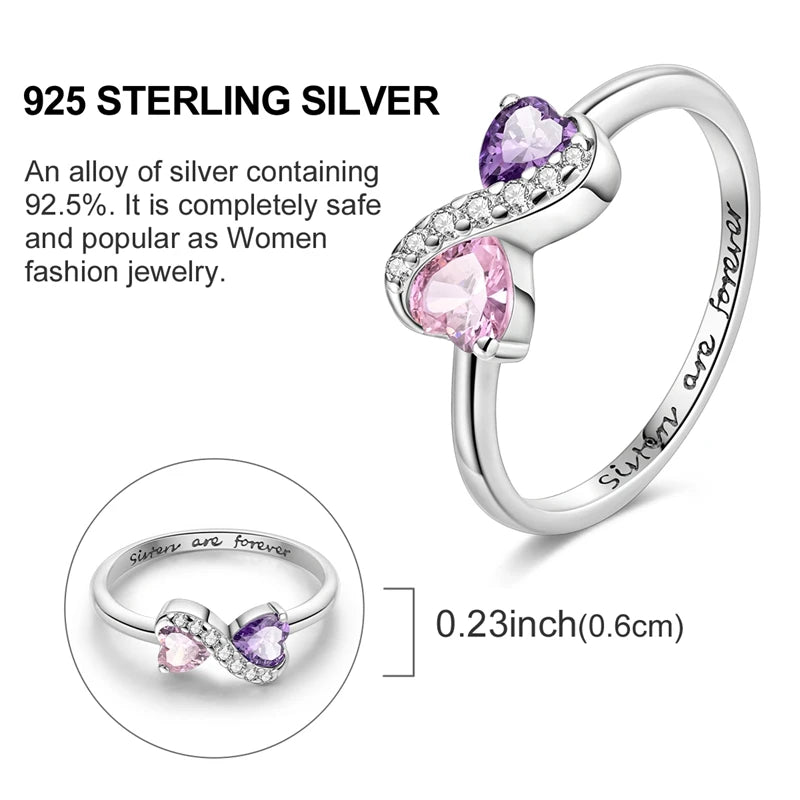 Rings Original 925 Sterling Silver Rings Simple Zircon Heart Ring For Wedding Valentine's Day Women Ring Jewelry Gift