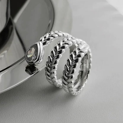 925 Sterling Silver Rings For Women Men Fine Jewelry Finger Adjustable Open Vintage Chain Ring