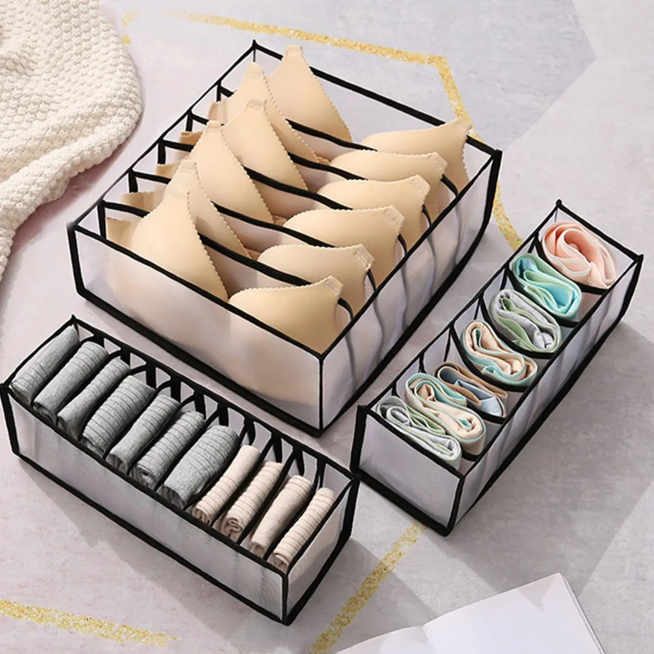 1PC- Closet Organizer for Socks Home Separated Underwear Storage Box 7/9/11 Grids Jeans Bra Organizer Foldable Drawer Organizer