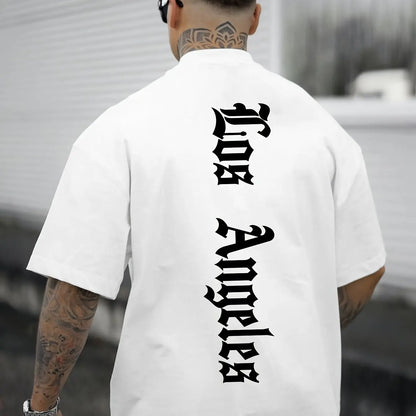 Men’s LA Graphic Tee – 100% Cotton Loose Fit Summer Shirt