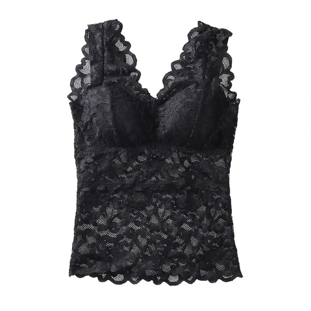 Women's Lace See-through Pads Tank