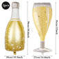 Champagne Bottle and Goblet Wine Glass Large Mylar Balloons Valentines Engagement Wedding Birthday Anniversary Party Decorations