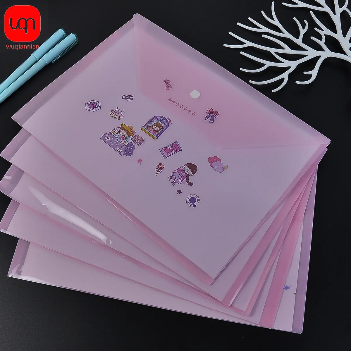 5pcs Plastic Transparent Document Storage Folder  Bag 16C -A4 Paper Size