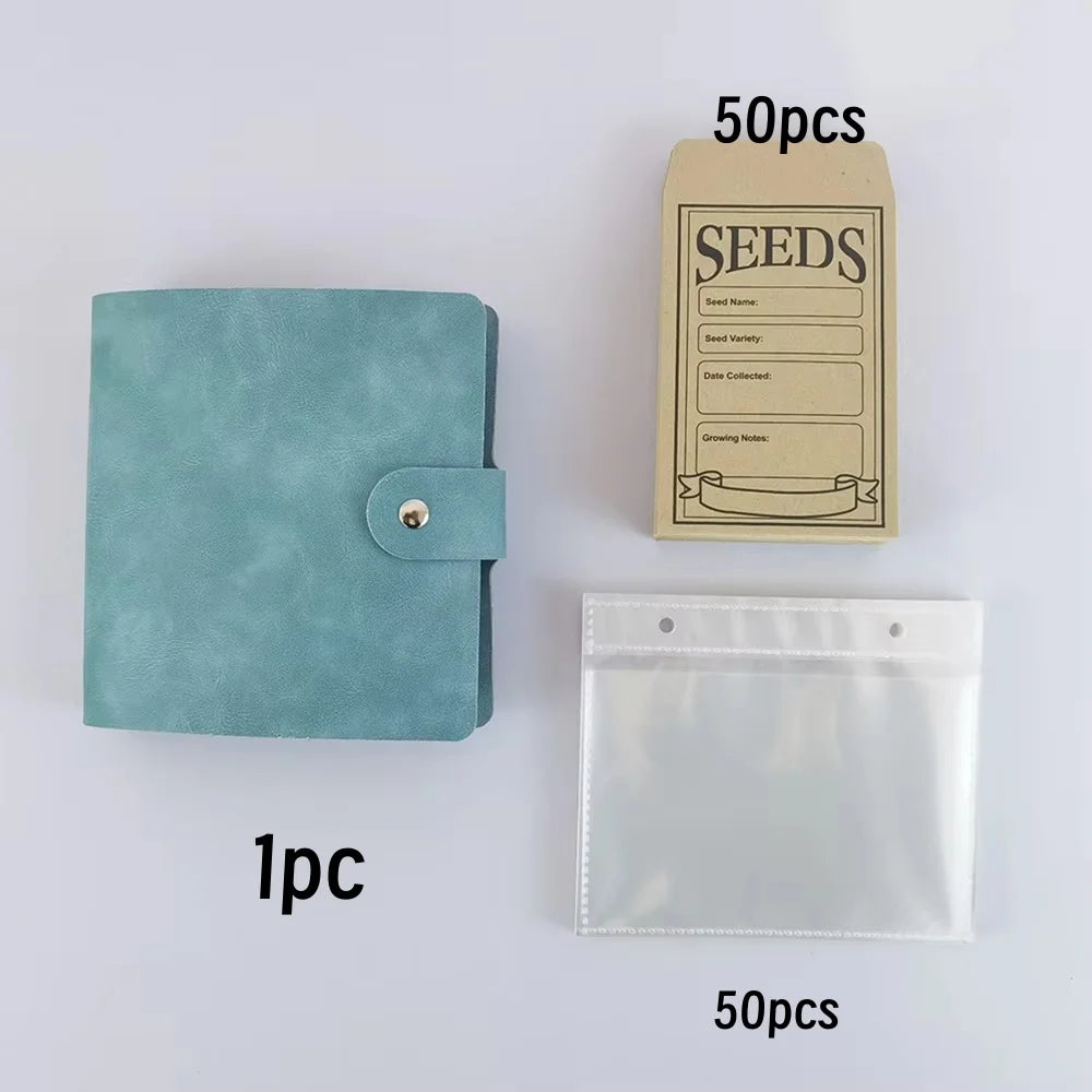 1 Set Garden Seeds Storage Organizers with 50pcs Self-Sealing Seed Envelopes Seed Organizer Binder Seed Packet Organizer