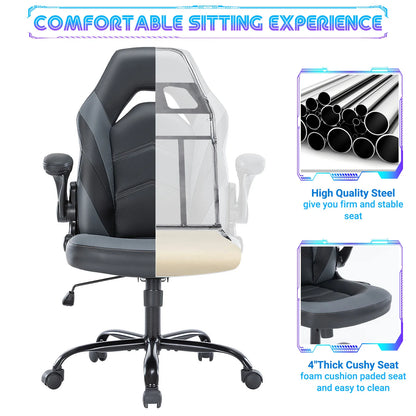 Office Desk  Computer Chair Ergonomic Adjustable PU Leather Racing Flip-up Armrest  JHK