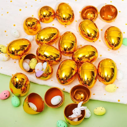 Easter Filling Eggs Golden Easter Decoration Egg Plastic Empty Simulation Eggshell Party Game Toys Festival Party Decor Supplies