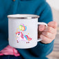 Cartoon Unicorn Enamel Mug – Creative Kids Drinkware for Water, Juice, Milk & Birthday Gifts