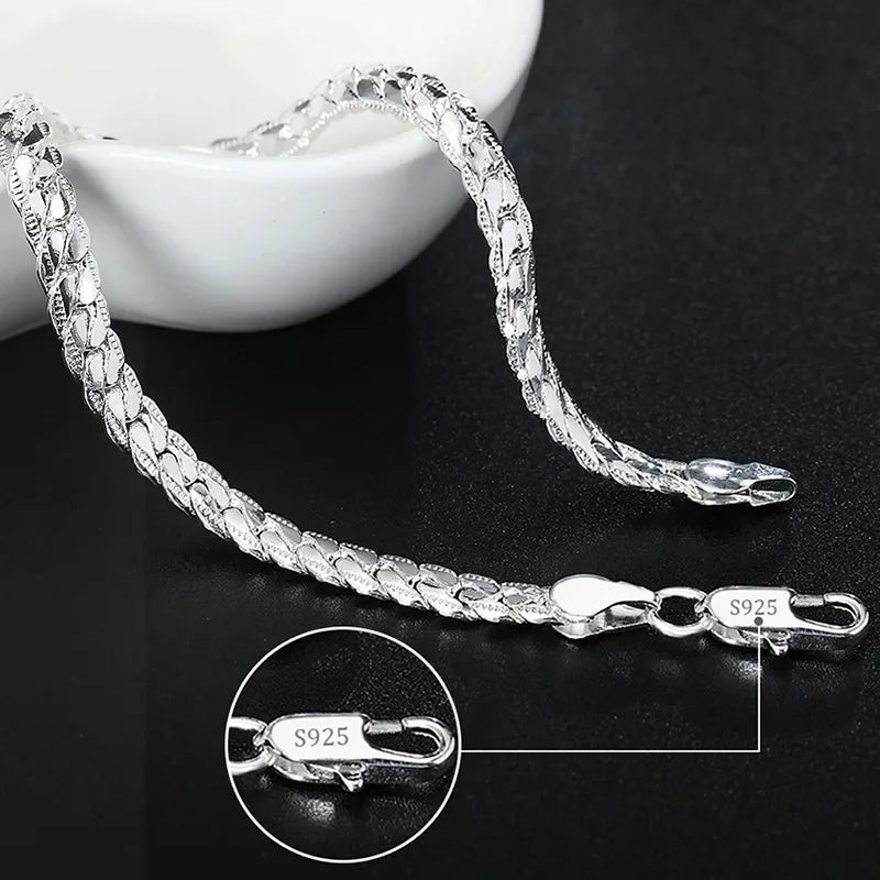 Fine 925 Sterling Silver Solid Chain Bracelet For Women Men Charm Party Gift Wedding party Fashion Jewelry