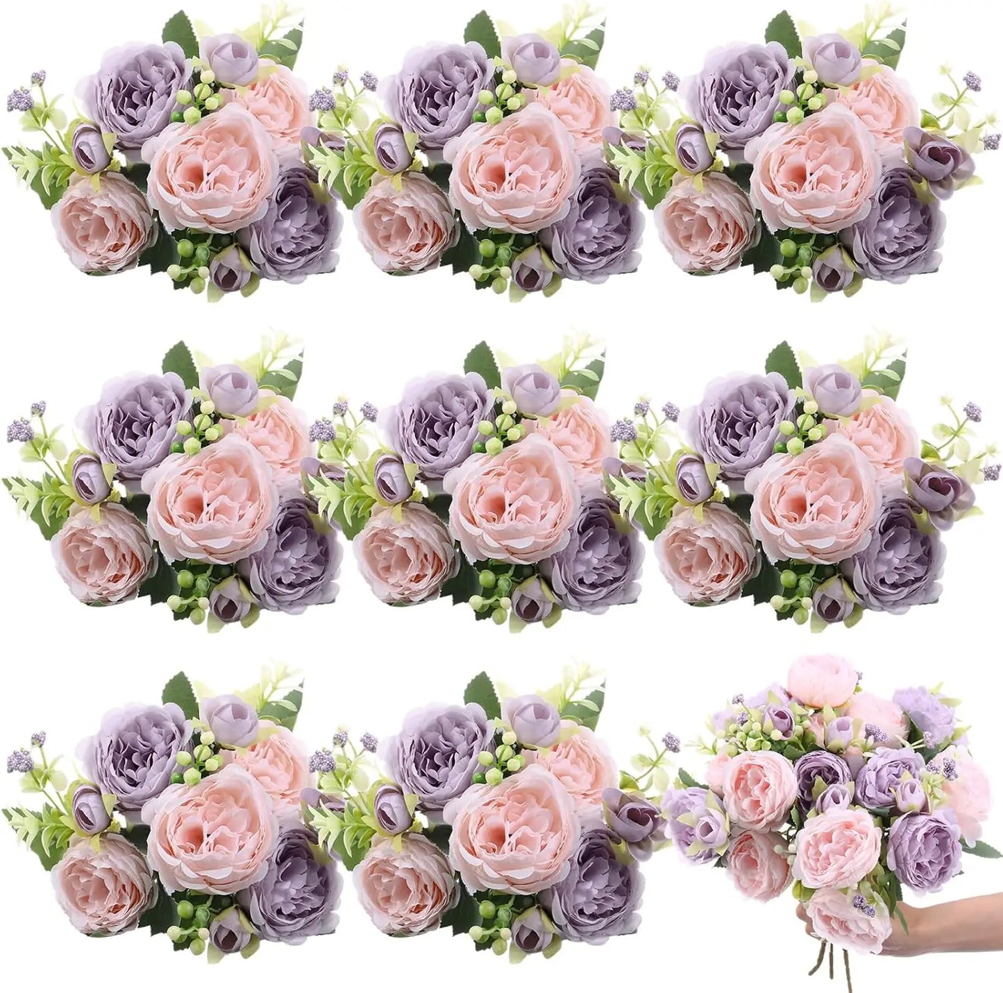 4-20 Bundles Artificial Peonies Flower Boho Faux Flower Artificial Centerpiece Spring Bouquet Floral Wedding Decoration for Vase