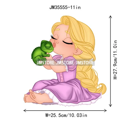 Love Cute Cartoon Little Baby Princess Girls Character Iron on DTF Transfers Washable Stickers Ready to Press for Clothes Bags