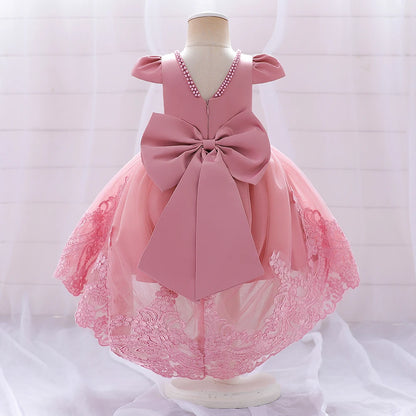 Toddler Girl Evening Party Princess Dress Baby Big Bow Tutu Gown Kids Birthday Wedding Ceremony Costume Gala Clothes Vestidos