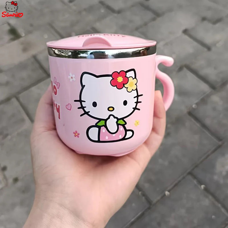 1pc Sanrio Hello Kitty Stainless steel Insulated Water cup  with Lid and Handle