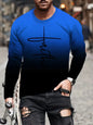 Fashion Trend Men's Crew-neck Long Sleeves Cross 3D Printed Men's Casual Pullover T-shirt Casual All-match Men's Top S-5XL