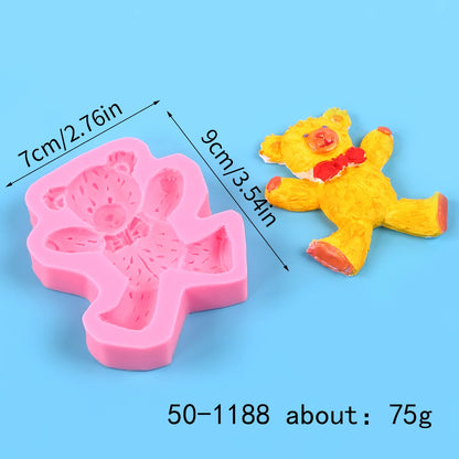 Bear Silicone Mold Cake Topper Fondant Chocolate Candy Cupcake Baking Cake Decorating Tools Polymer Clay Gum Paste Mold