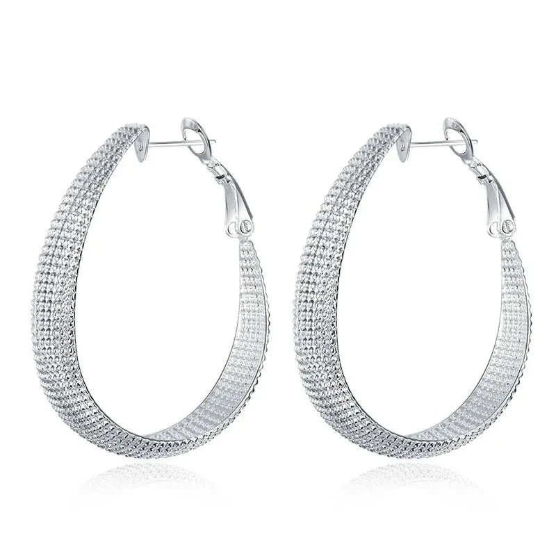 925 Sterling Silver Hoop Earrings For Women Wedding Gift Fine Europe Jewelry Christmas Gift Engagement Party