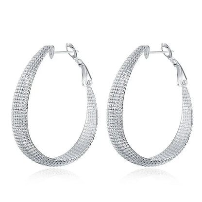 925 Sterling Silver Hoop Earrings For Women Wedding Gift Fine Europe Jewelry Christmas Gift Engagement Party
