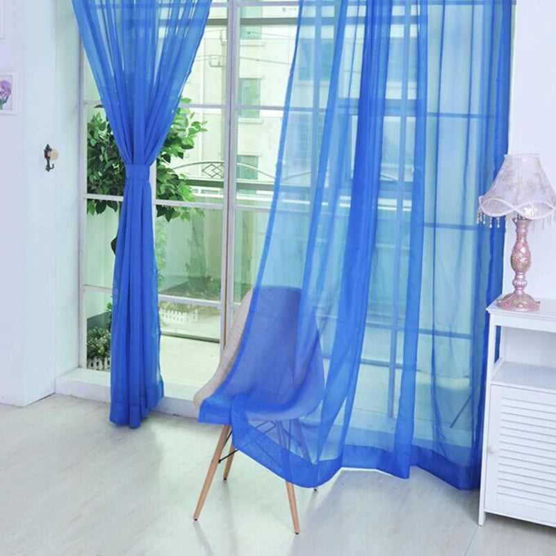 Transparent Solid‑Color Window Gauze Curtains – Light‑Luxury Sheer Panels for Weddings & Home Decor, Easy to Install