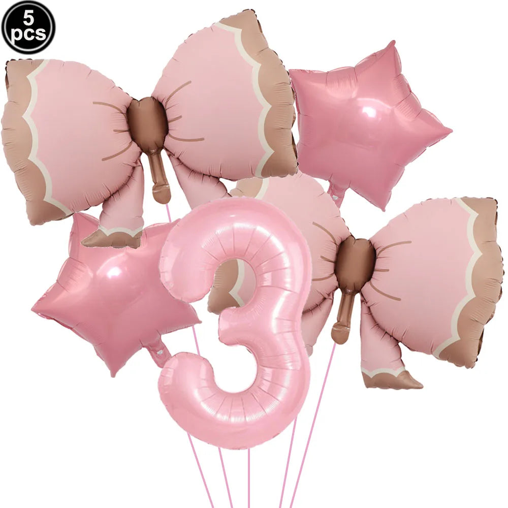 Pink Bow Birthday Theme Party Set Disposable