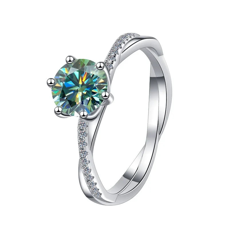 D Colour Moissanite S925 Sterling Silver 1CT Brilliant Diamond Ring Delicate Birthday Wedding Gift Women Band Fine Jewelry