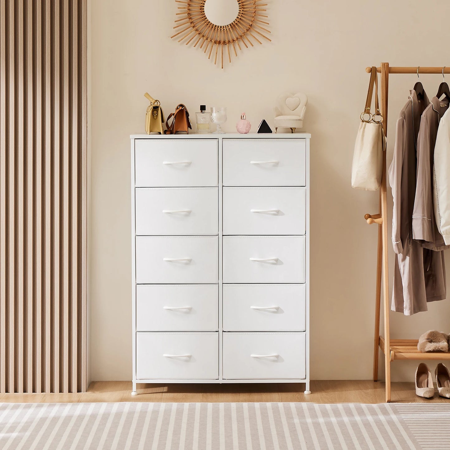 Wardrobe Drawers For With 10 Fabric Drawers and  Steel Frame For  Storage  Closet Bedroom Living Room JHK