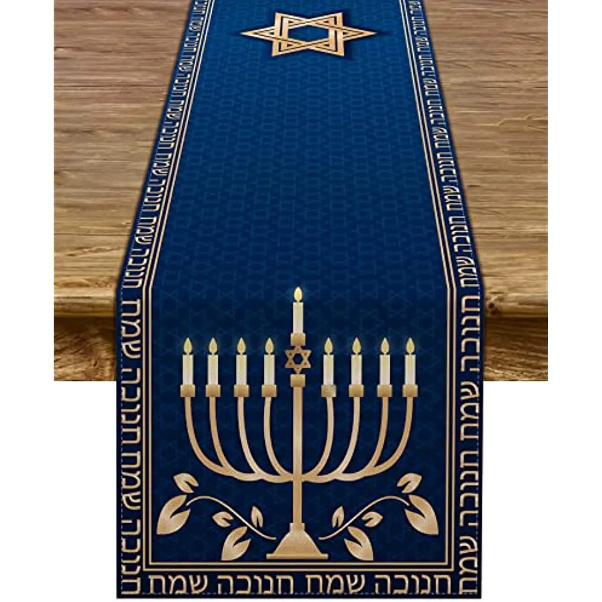 Hanukkah Menorah Table Runner – Star of David Holiday Home Décor