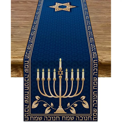 Hanukkah Menorah Table Runner – Star of David Holiday Home Décor