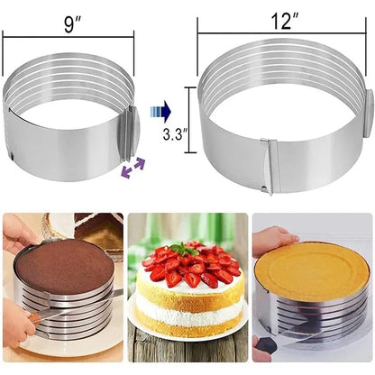 6-12inch Adjustable Stainless Steel Cake Slicer Mold Bakeware Cutter Cake Ring Baking Cake Tools Bread Slicer Layered BakingTool