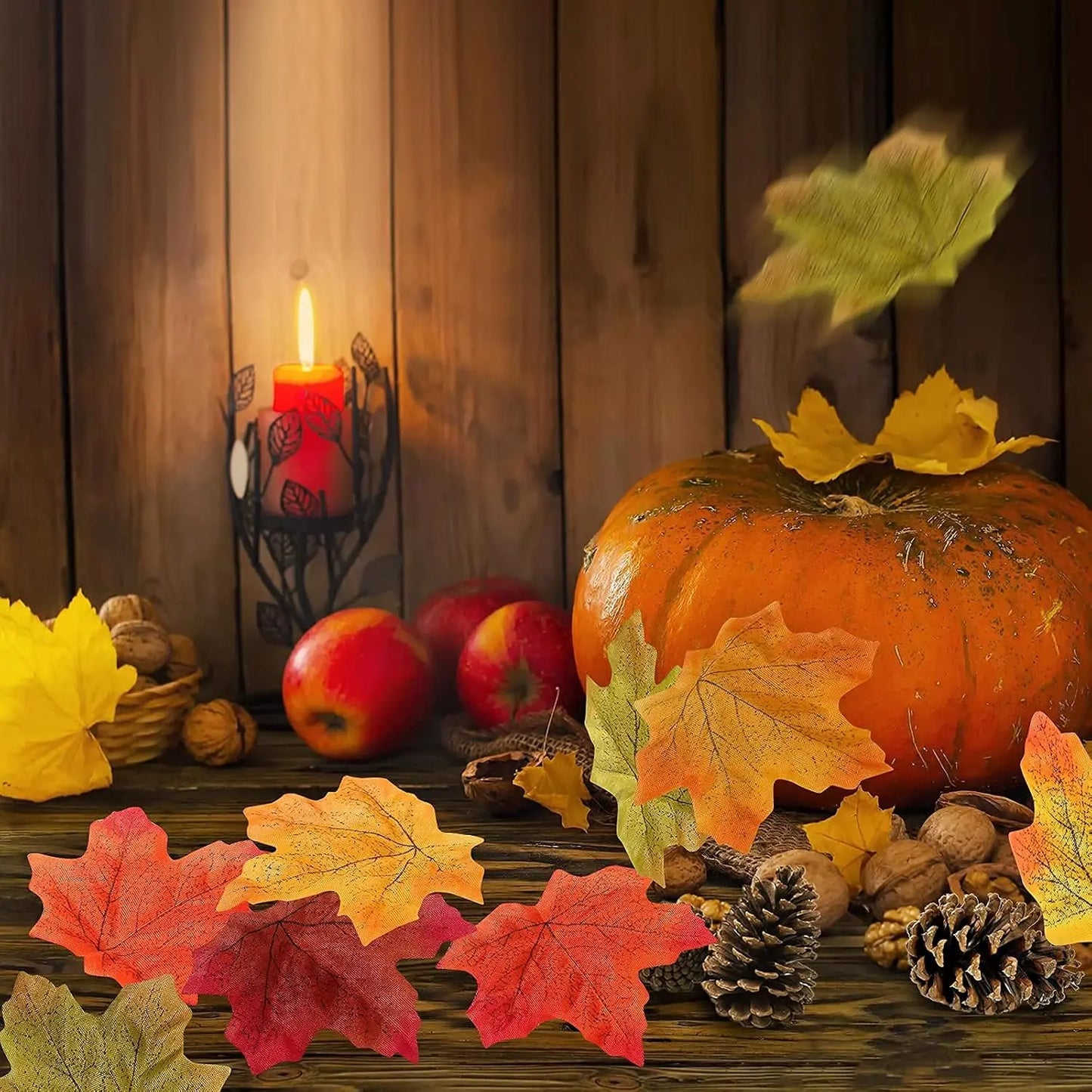 50-1000Pcs Artificial Maple Leaves Autumn Silk Fall Leaf For Thanksgiving Halloween Christmas Home Decoration Party Decor Props