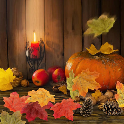 50-1000Pcs Artificial Maple Leaves Autumn Silk Fall Leaf For Thanksgiving Halloween Christmas Home Decoration Party Decor Props