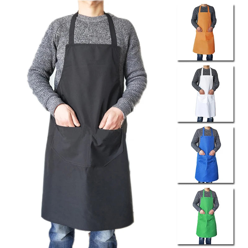 New Waterproof Oil Cooking Apron Chef Aprons Women Men Kitchen Apron with Front Pocket Dishwashing Cleaning Accessories Aprons