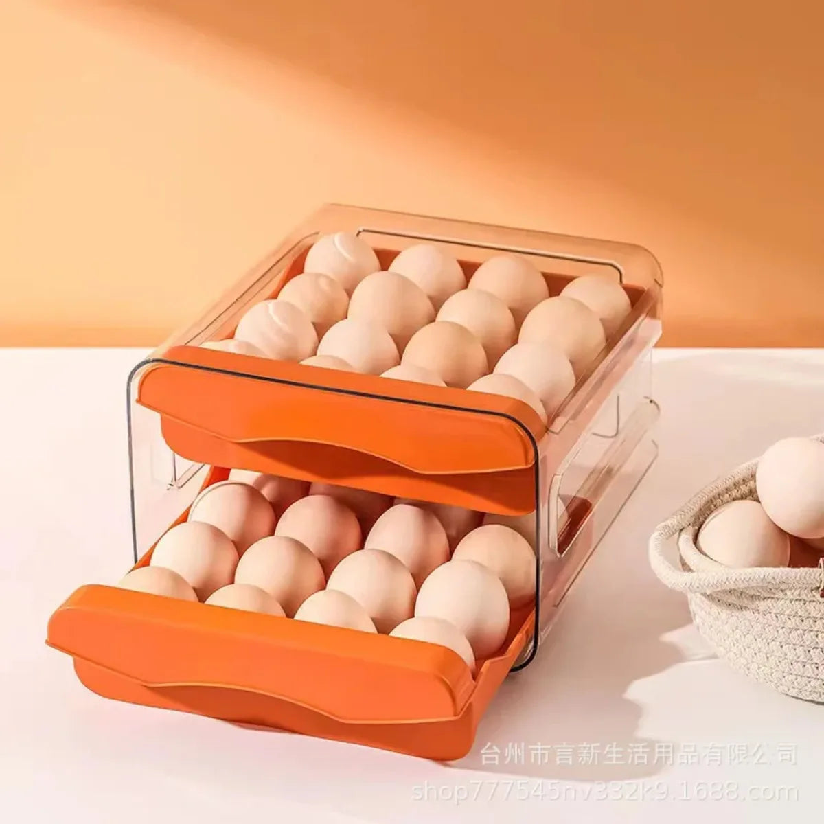 Double-Layer Kitchen Egg Storage Box Refrigerator Fresh Plastic 32 Pieces in Different Compartments Home Kitchen Organizer Rack