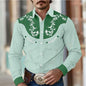Men’s Retro Western Shirt – Long Sleeve Stretch Top (S–5XL)