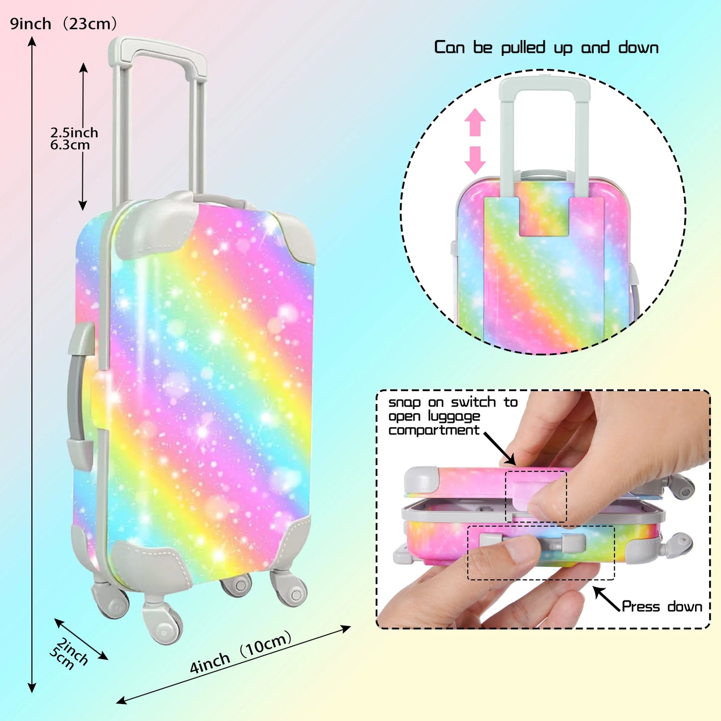 24‑Piece 18" Girl Doll Travel Playset – Clothes, Suitcase, Pillow, Handbag & Accessories (No Doll)