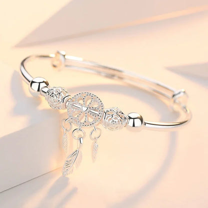 Trendy 925 Sterling Silver Bangles Bracelet Charms