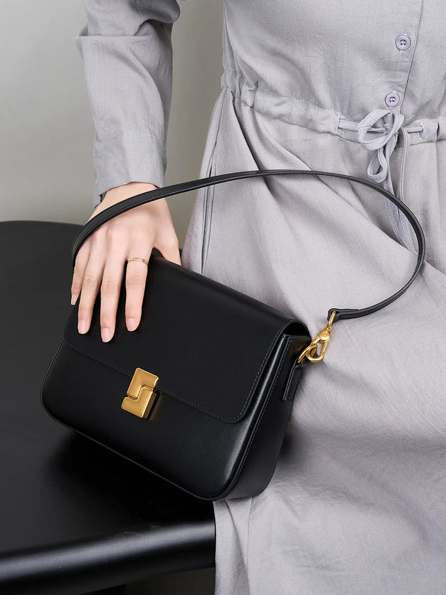2025 genuine Leather Women Crossbody Bag Luxury Design Small Square Bag Cowhide Women's Commuter Shoulder Bag ladies gift